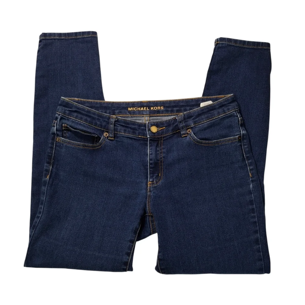 Michael Kors MK Logo Izzy Skinny Indigo Basic Jeans Size 8